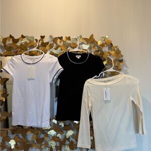 Set of Three T-Shirts - White, Black, Cream